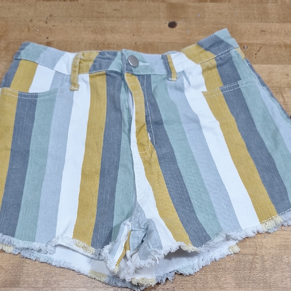 Altar'd State Small Striped Multicolor High Waisted Cut Off Women's‎ Jean Shorts